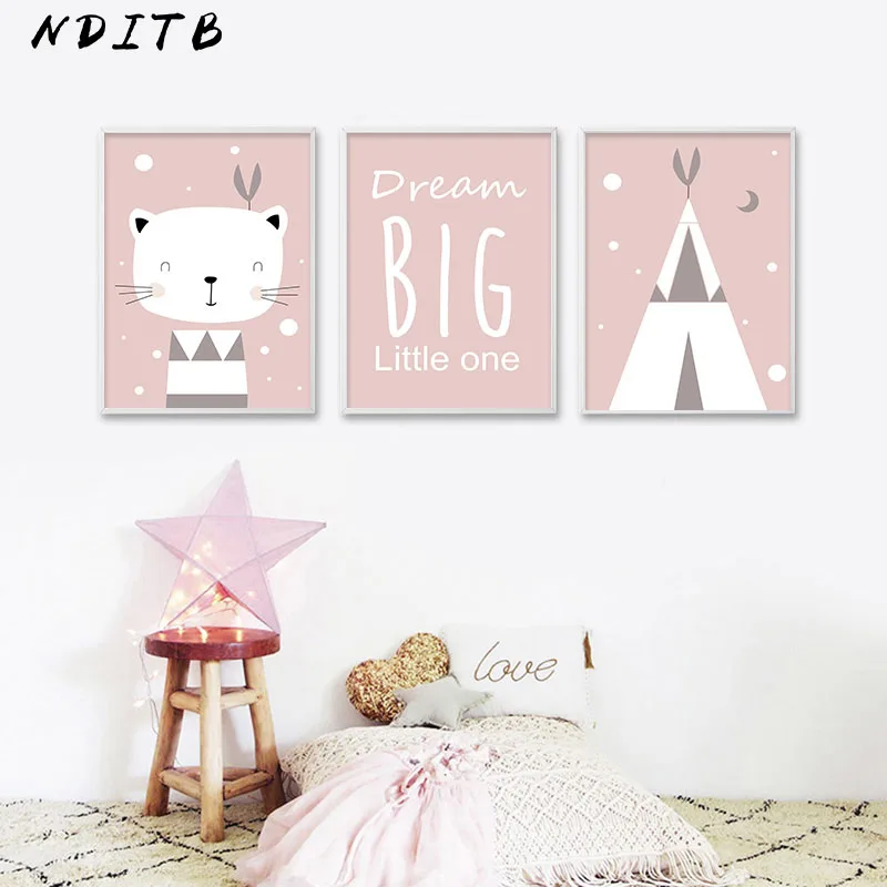 

Animal Cartoon Cat Cloud Poster Print Baby Nursery Wall Art Canvas Painting Nordic Kids Decoration Pictures Living Room Decor