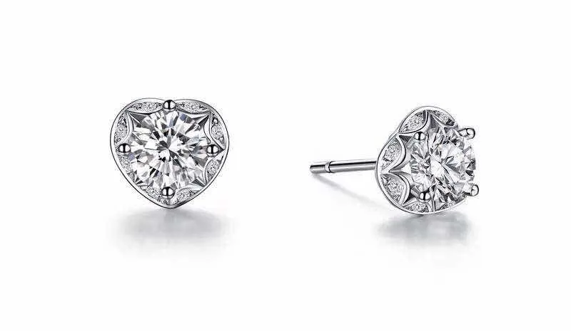 6.5MM 1Ct each Round Cut G-H Moissanite Diamond Stud Earrings Test Positive Warranty 925 Sterling Silver Earring for her | Украшения и