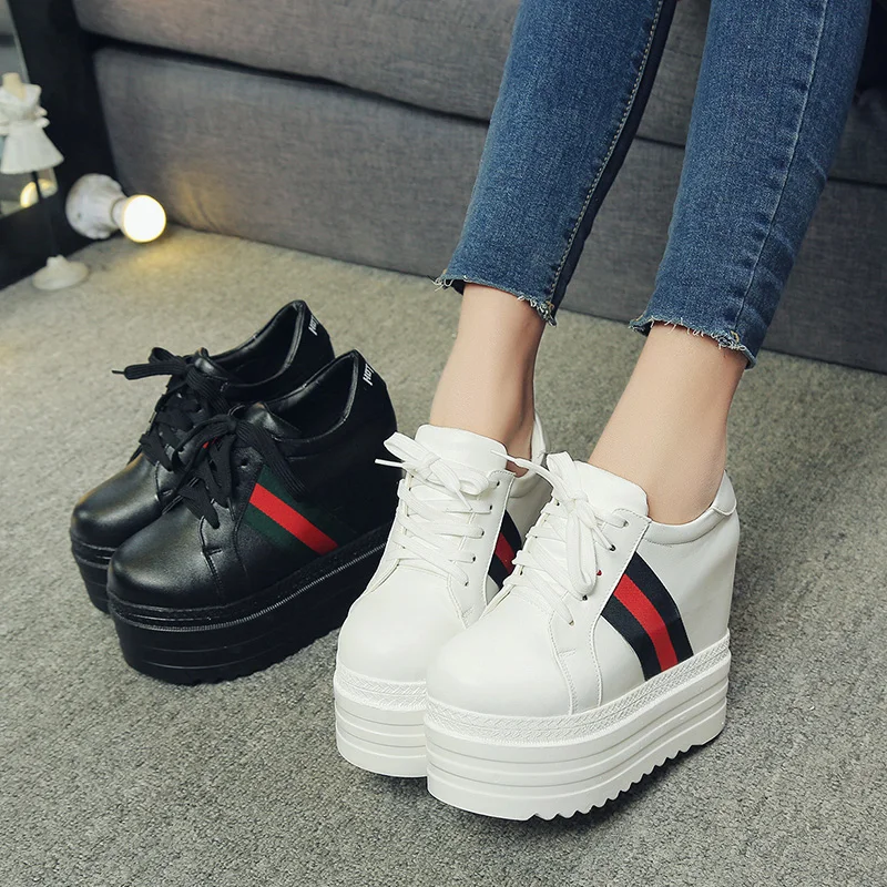 

Autumn New Slope With Platform Women Shoes Increased Waterproof Platform Platform Shoes 16 Cm Strap Student Casual Shoes