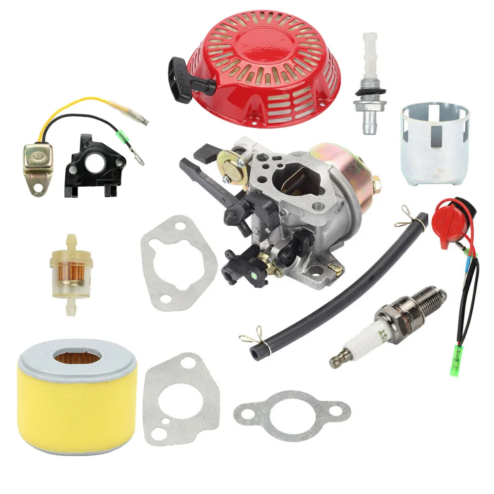 

For Honda GX240 GX270 Carburetor Kit Recoil Starter Ignition Coil Spark Plugs