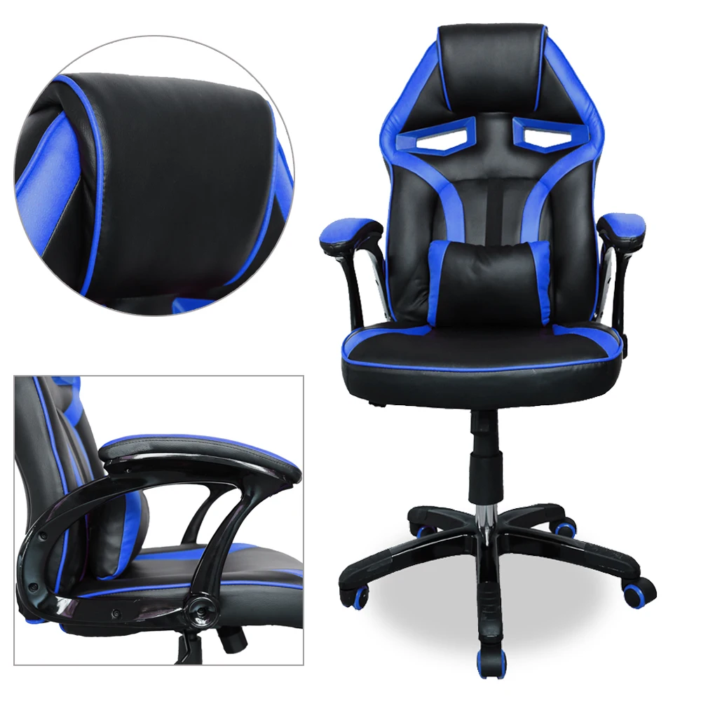 

Black-Blue Gaming Computer Office Chair Executive Racing Style 120-129cm Height Executive Office Chair Adjustable 9cm