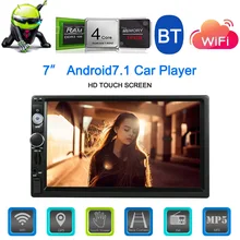 Universal 7inch Smart Android 7.1 2 Din BT Car Stereo Radio Player GPS Navigator with WiFi AM/FM/RDS Free Map Rearview Camera