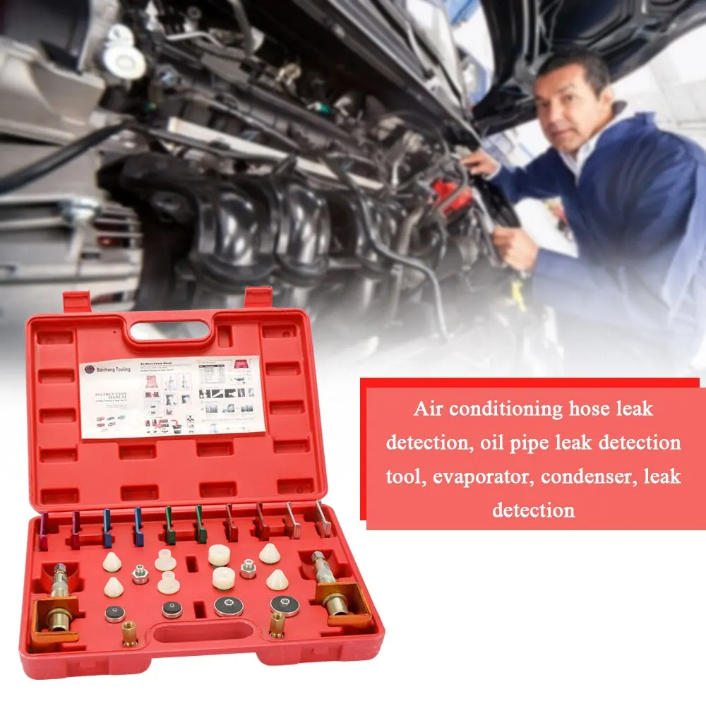 

Air conditioning refrigerant pipeline leak detection tools Automobile air conditioning system leak detection tools