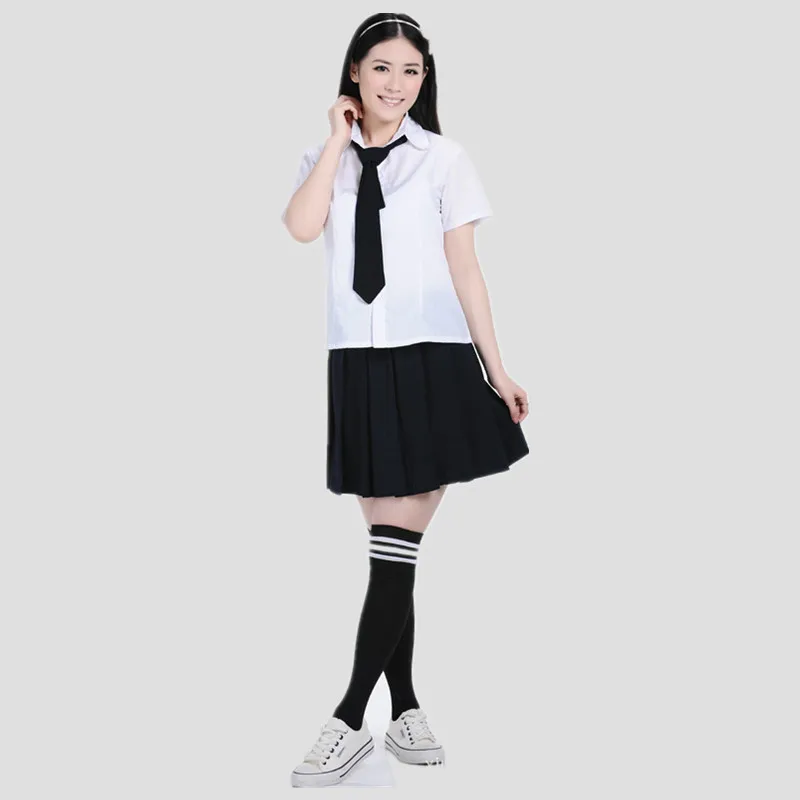 Японский и корейский единый набор летняя белая рубашка+ Dolly юбка+ галстук костюм моряка студент школьная форма для девочек