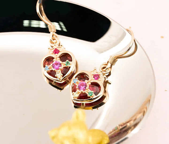

Sailor Moon The Cosmic Heart Compact 925 Sterling Silver Pink Earrings Ear Stud Customized Cosplay Gift N1