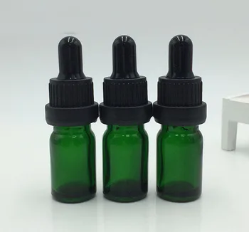 

600pcs 5ml 10ml 15ml 50ml 30ml Glass Bottles E Liquid EJuice Bottles Green Dropper Bottle With Black Childproof Rubber Cap