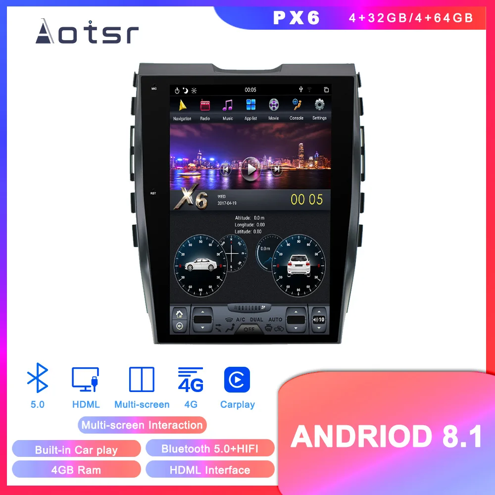 

Android 8.1 4GB+64GB Tesla style DVD multimedia player GPS navigation for Ford Edge 2015-2018 Auto stereo radio player Head unit