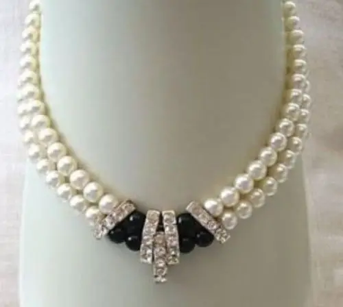

Free shipping >>>>>>beautiful 2 rows Genuine pearl necklace 8-9 mm