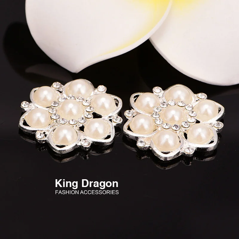 

Rhinestone Embellishment Button Used On Wedding Decoration Or Basket 30MM 5PCS/lot Flat Back Silver Color KD14