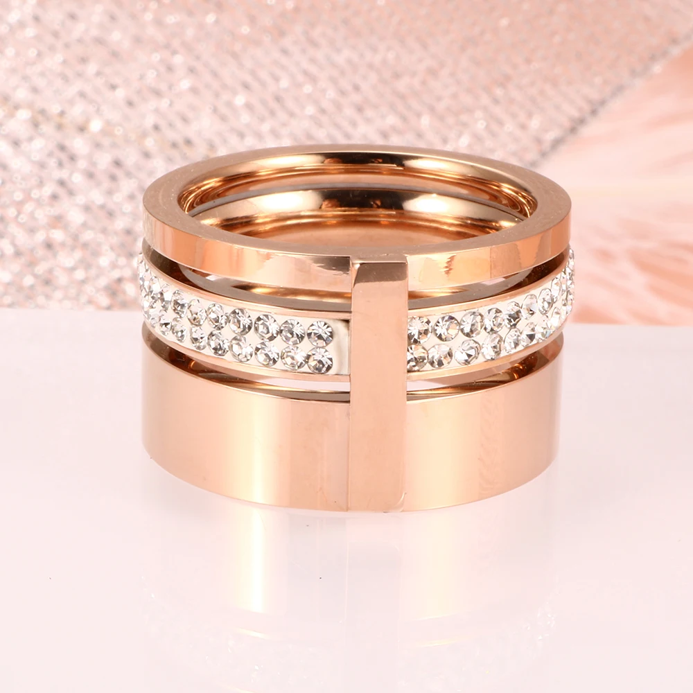 Нержавеющая сталь, розовое золото, кольца для женщин и мужчин, камни и кристаллы для ювелирных изделий, Женское кольцо, роскошный подарок на свадьбу, помолвку