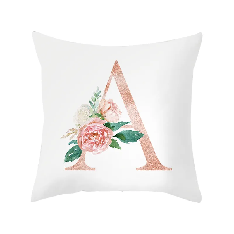 Fuwatacchi Colorful English Alphabet Cushion Cover Sofa Home Decoration Rose Flower Letter Pillowcase Kids Room Decoration