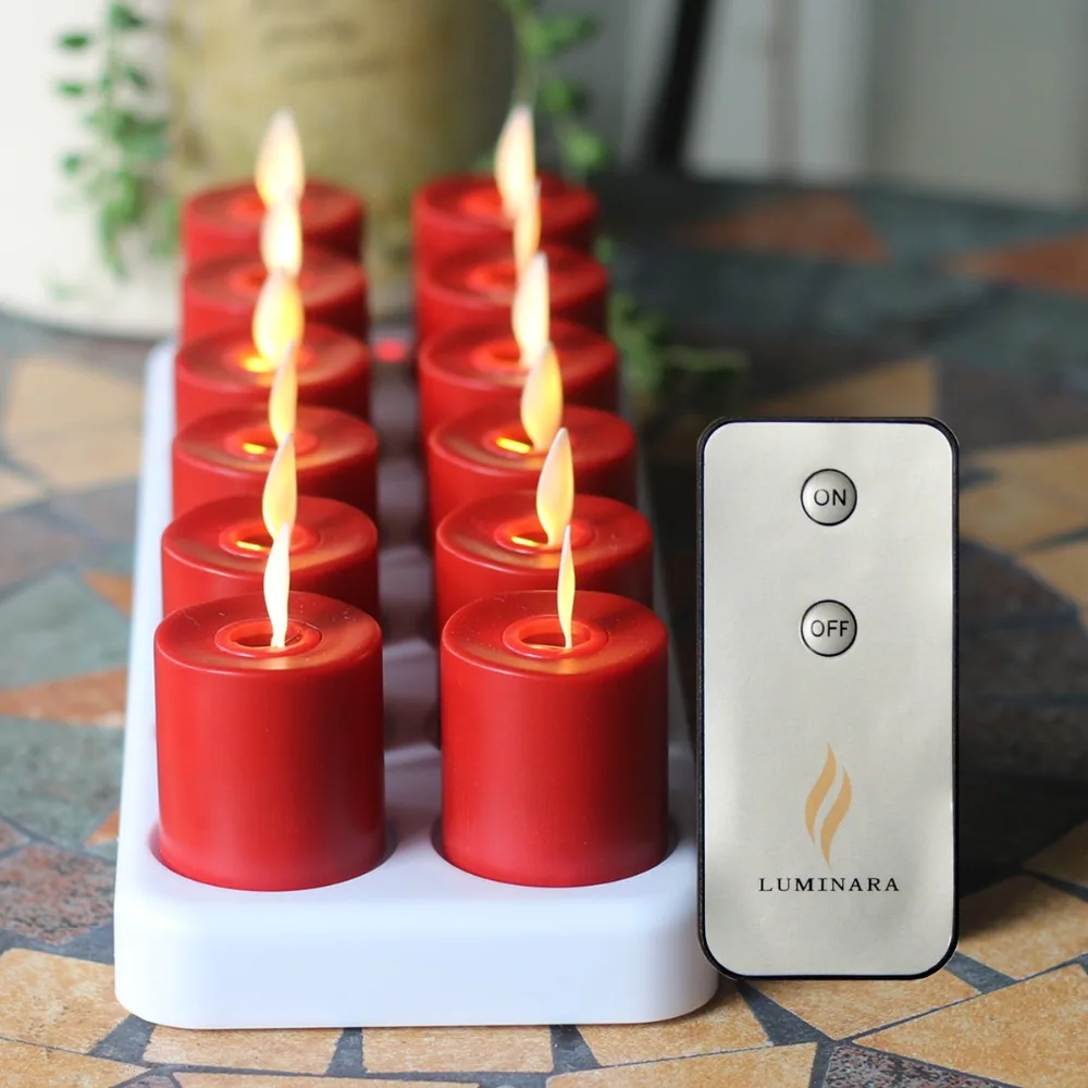 Luminara Rechargeable Tealights LED Votive Candles With Remote and