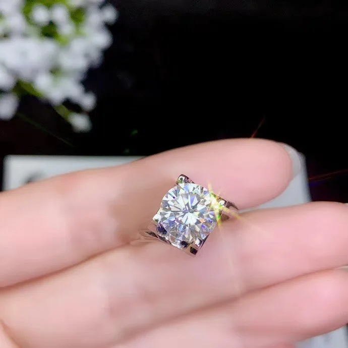 [MeiBaPJ Moissanite драгоценный камень модное кольцо с четырьмя когтями и бриллиантами VVS1 925 пробы Серебряное хорошее свадебное ювелирное изделие для женщин