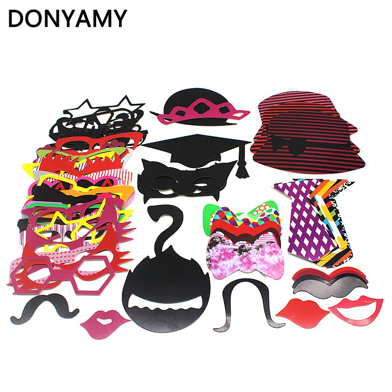 

DONYAMY 76 pcs/set Cat Glass Fun Lip Wedding Photo Booth Props Party Decorations Supplies Mask Mustache Photobooth Photocall