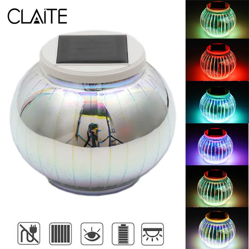 

CLAITE Solar Powered Colorful 3D Lantern Light Sensor Fireworks LED Lawn Lamp Waterproof Ball Lamp for Garden Yard Outdoor