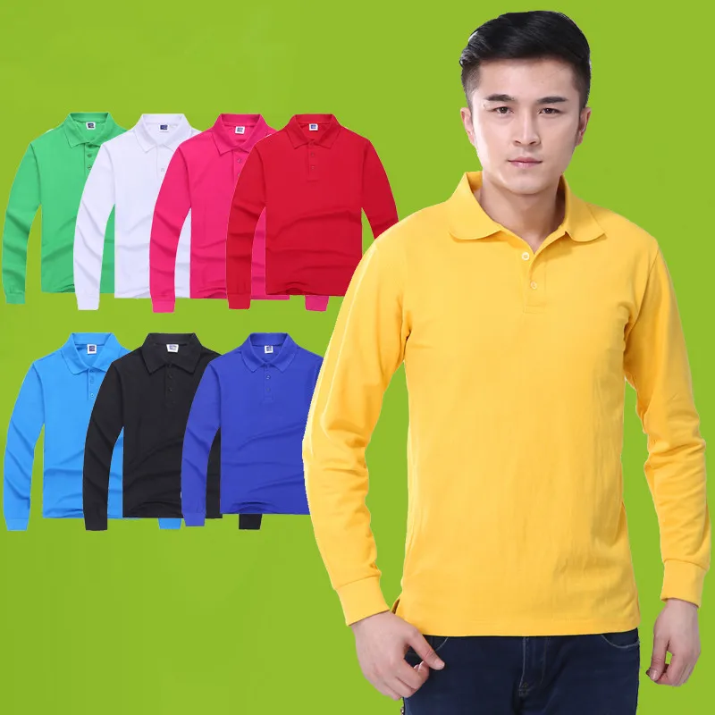 

New men autumn winter 100% mesh cotton Men long sleeve Basic Croc polo shirts solid color camisa shirt