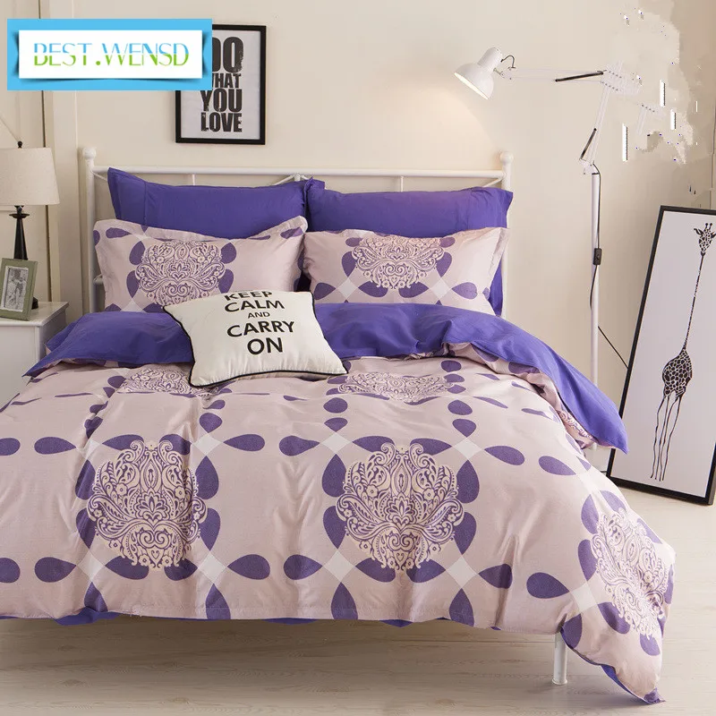 

BEST.WENSD Purple jacquard christmas bedding sets bedspreads king size 4pc bedding sets bedclothes quilt cover -dekbedovertrek