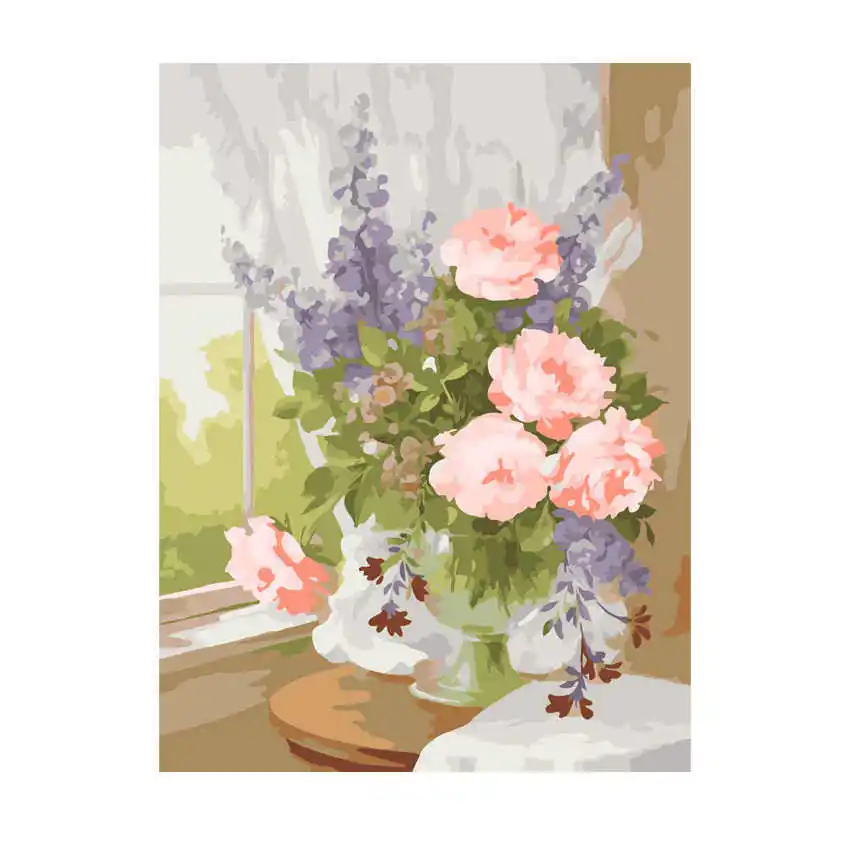 

Paint By Number,Abstract Picture,Rose Flower,Canvas Painting Coloring By Numbers