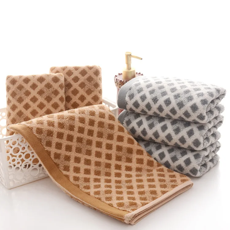 

35x75cm Cotton Thickening Creative Plaid Towel Men And Women Bath Towel Gym Yoga Wipes Sweat Towel Supermarket Hot Sale Gifts
