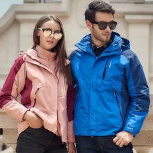 Осенне-зимний толстый теплый комплект из двух предметов для мужчин и женщин, пальто большого размера для кемпинга, походов, треккинга, куртки 3 в 1, ветровка водонепроницаемая