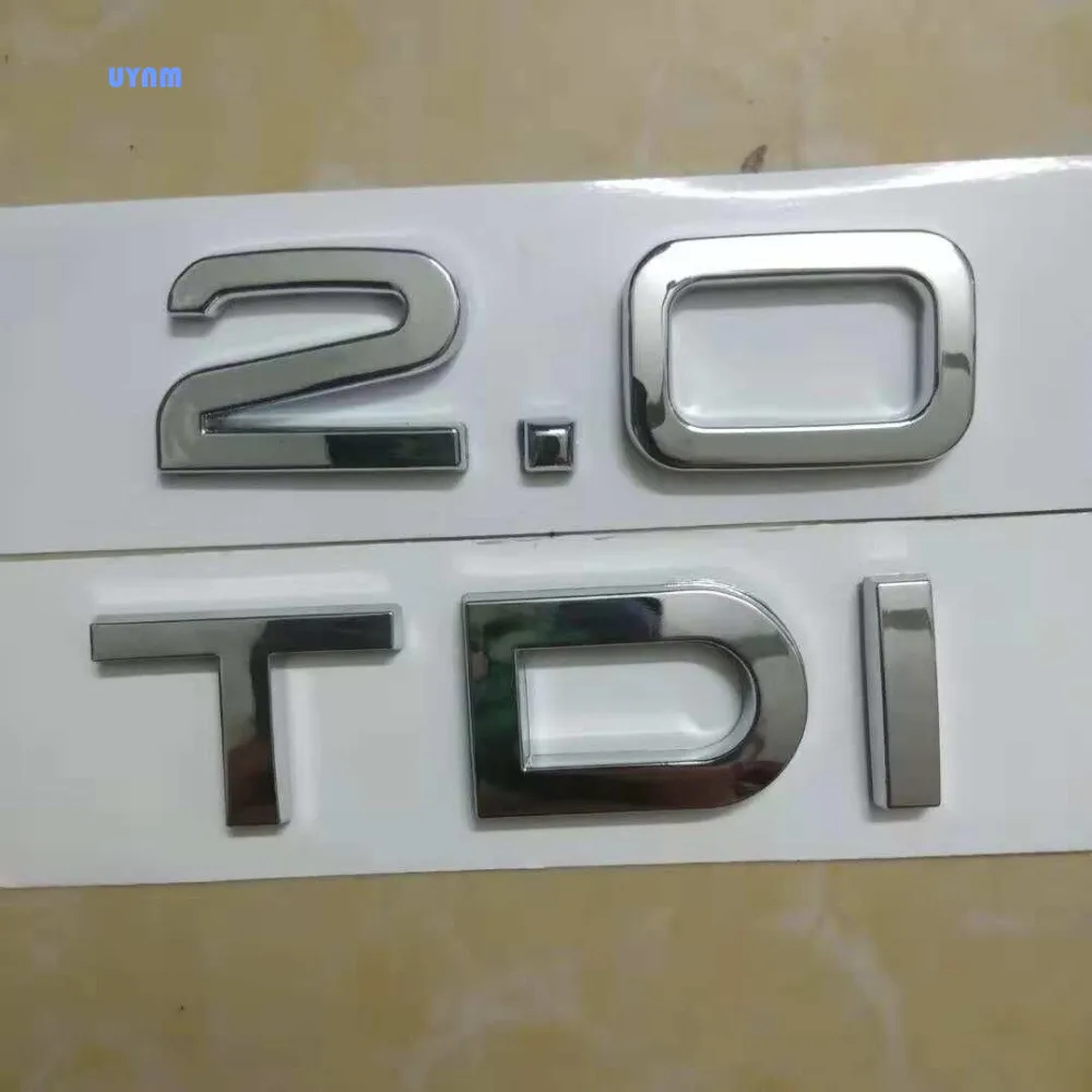 

UYNM 1 Pc Chrome Silver ABS 1.9 TDI 2.0 TDI 2.7 TDI A4 A6 A8 Car Body Rear Trunk Emblem Badge Sticker for Audi Accessories