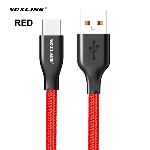 VOXLINK usb type C кабель для зарядки мобильного телефона для samsung S9 S8 huawei P20/Mate20/OnePlus 2/ZUK Z1/LG G5/Xiaomi 8SE/HTC10 - Цвет: Nylon Red