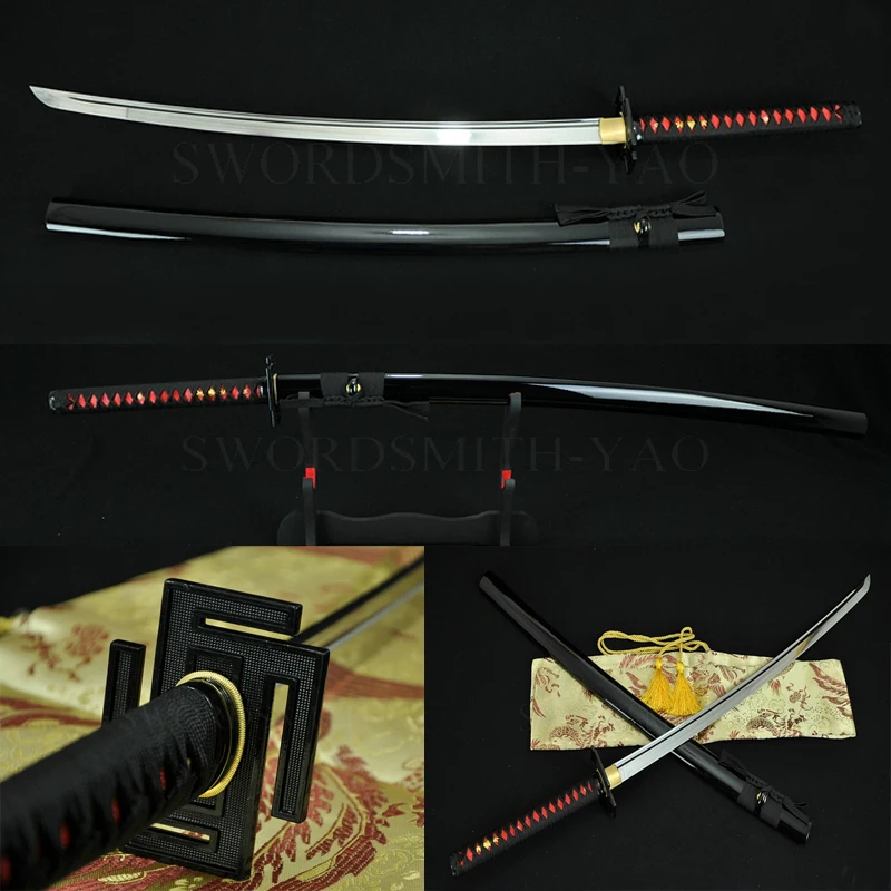 

41"Japanese Samurai Sword Katana Hand Forged 1060 High Carbon Full Tang Steel Alloy Guard Genuine Ray Skin Hard Wood Saya Knife