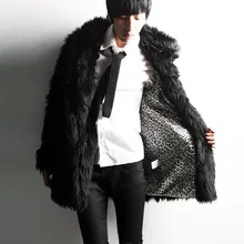 Новинка, мужские пальто из искусственного меха, черно-белое меховое пальто, хип-хоп сценические костюмы, теплая меховая куртка, пальто, парки