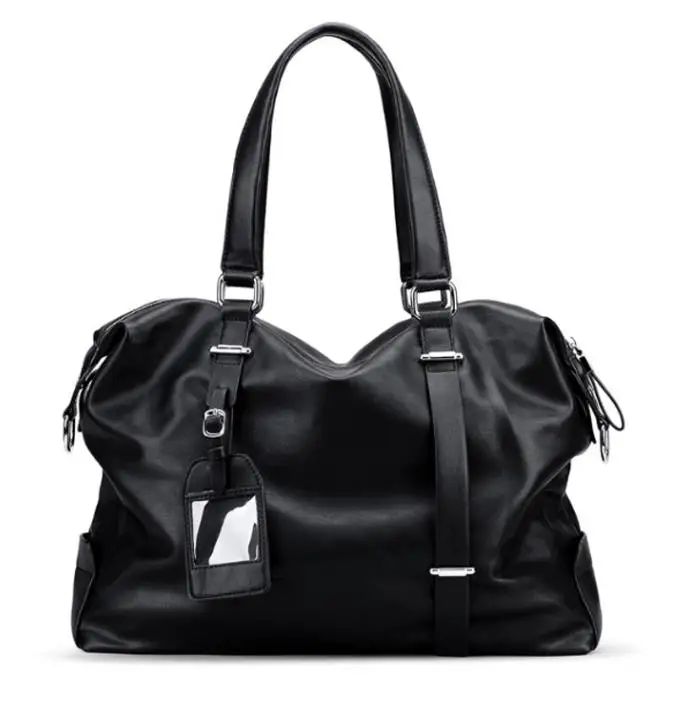 Мужская Дорожная сумка на плечо модная PU большая сумка для путешествий Складная сумка для путешествий большая поклажа дорожная сумка мужская деловая сумка - Цвет: Black
