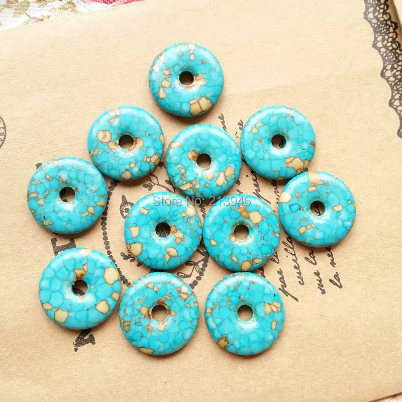 

23MM 10PCS Big Hole Copper Cash Shape 100% Natural Stone Loose Semi-precious Jewelry Beads