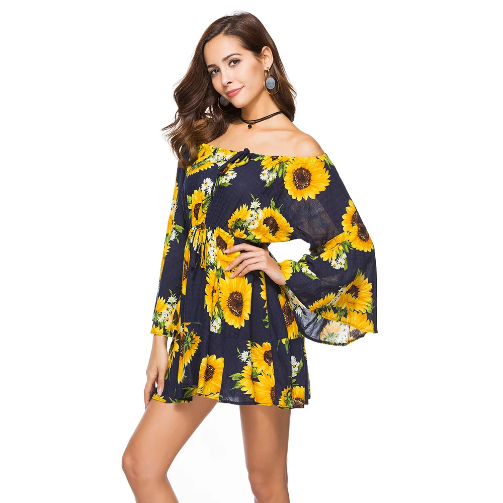 

women dress elegant new summer dresses vintage bohemian print flare sleeve sexy plus size woman fashion plus size gothic