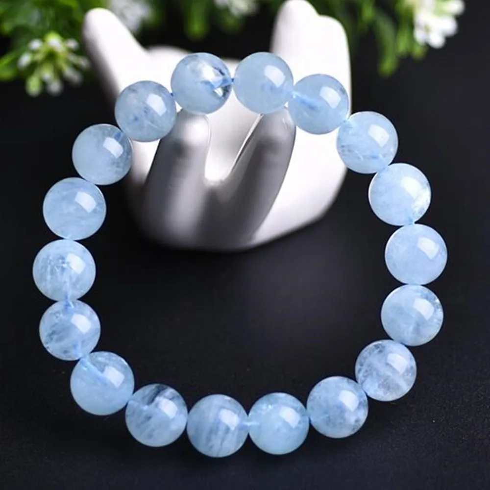 Beadztalk Aquamarin натуральный цвет женские бусы браслет синий натуральный кристалл хорошее качество браслеты подарок
