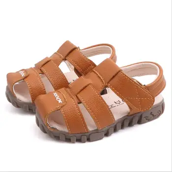

Summer Children Shoes Closed Toe Toddler Boys Sandals Leather Cut-outs Breathable Beach sandalia infantil Kids Sandals Comfort