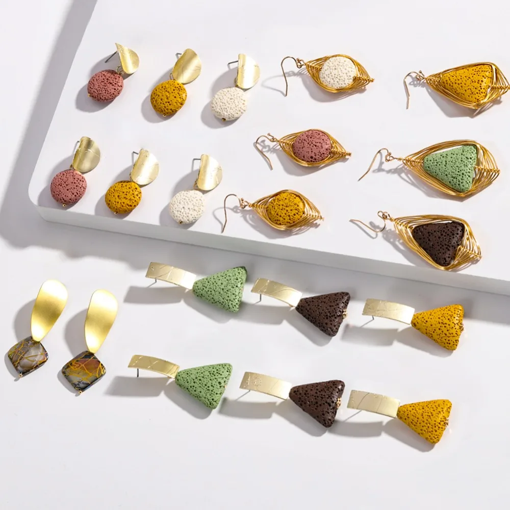 

Girlgo Geometric Circle Shell Earrings Women Vintage Gold Statement Earrings 2019 Fashion Female Luxury Dangle Drop Jewelry Gift
