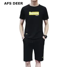 Брендовый мужской спортивный костюм, летний мужской комплект, футболки с коротким рукавом, комплект из двух предметов: топ+ шорты, спортивный костюм, комплект мужской одежды