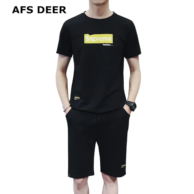 

Brand Men's Tracksuit Summer Men Set Short Sleeve T Shirts Two Piece Tops+ Shorts Suit Sportswear Set Men's Clothing Sets Male