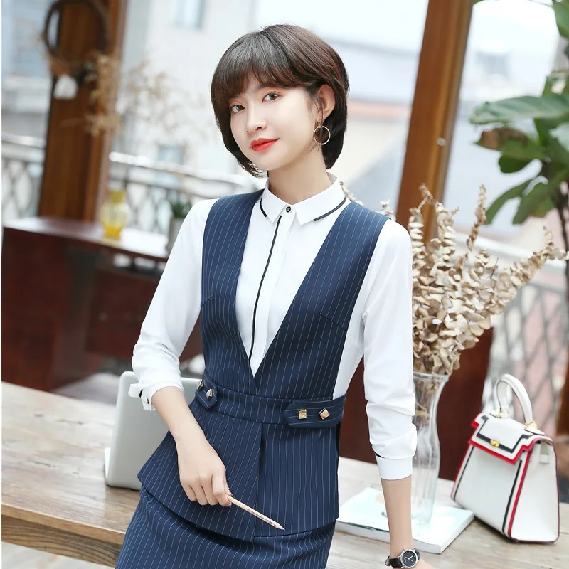 

Elegant Striped Formal OL Styles Vest Coat & Waistcoat For Business Women Blazers Jackets Coat Female Outwear Clothes Plus Size