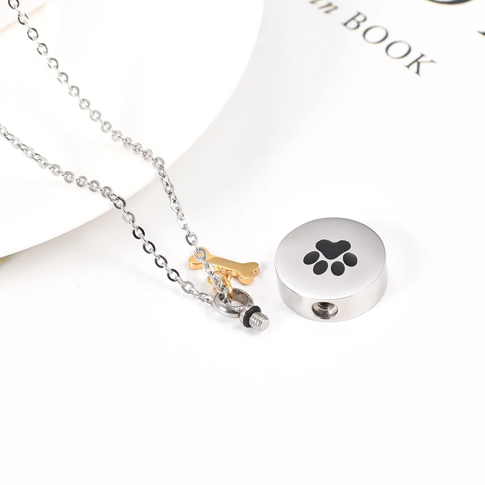 SS9922 DIY Подвески с принтом лапы гравировки Keepsake урны мемориальные украшения для домашних собак ожерелье для праха девочка мальчик ювелирные изделия