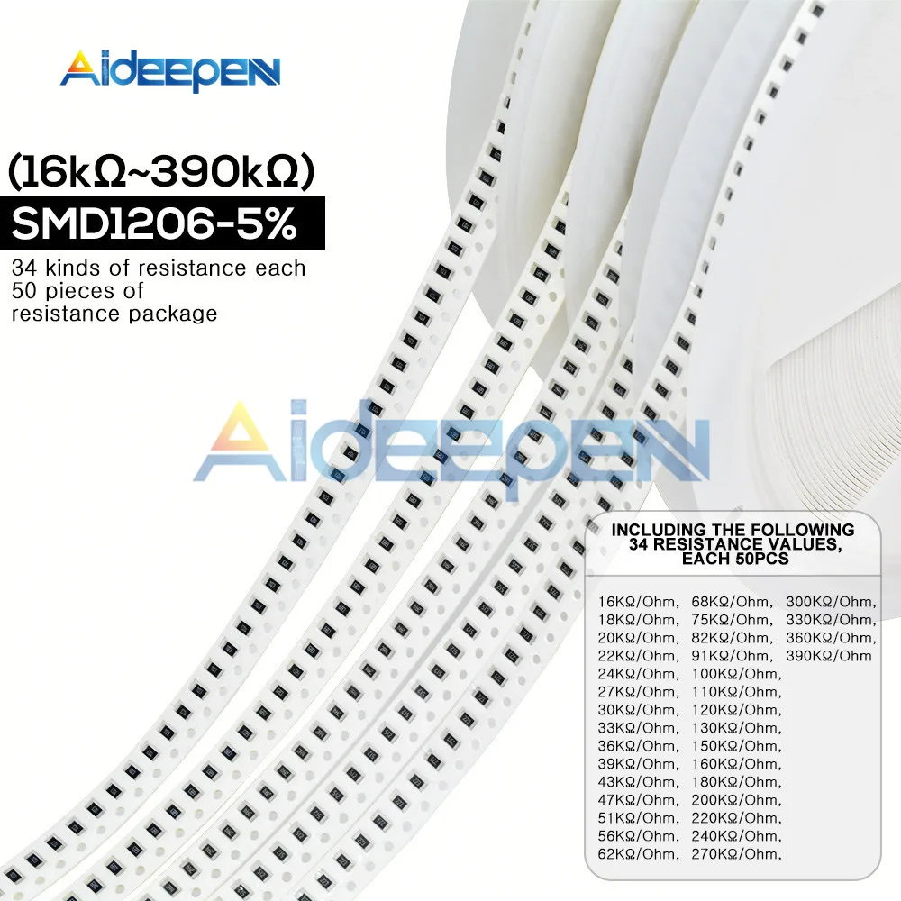 1700 шт./упак. 1206 SMD 5% комплект резисторов 1ohm-10Mohm