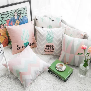 

Pink Grey Geometric Pillow Cover Pineapple Cactus Cushion Cover Throw Pillow Home Decor Pillowcase Decorative Pillowsham