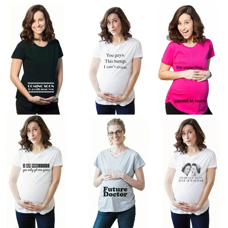 

Letter Print Pregnant Maternity T Shirts Tees Casual Pregnancy Maternity Clothes plus size European big size 3XL T-shirt Tops