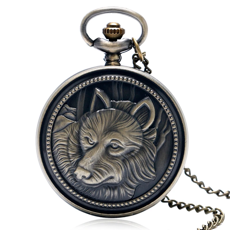 Винтаж бронза тибетский мастиф Дизайн кварцевые карманные часы с Цепочки и ожерелья цепь Для мужчин Для женщин стимпанк Часы подарок Relogio