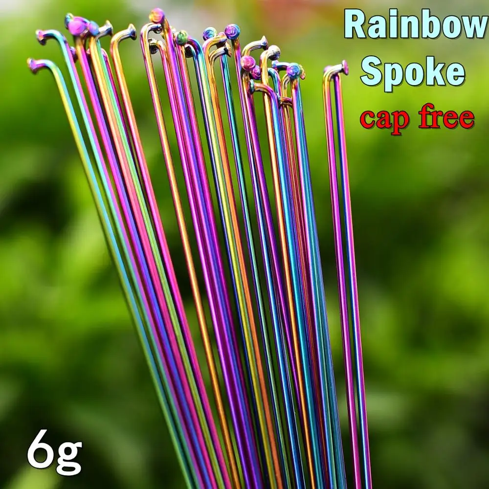 Rainbow Bicycle spoke Mountain Road Bike Wire Vacuum Plating Rainbow stainless steel 26 27.5 29 inch Spokes 259-293MM 14G bicycle parts bike accessories bicycle spokes