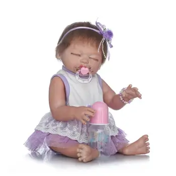 

20"50cm Full Silicone Reborn Babies Dolls closed eyes real looking collectible babydoll Xmas Birthday Gift Present Bathe Toy