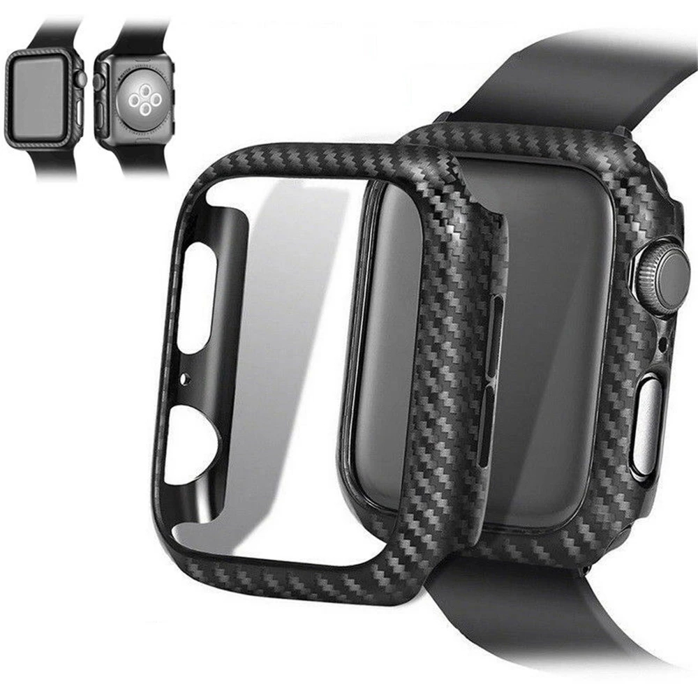 New Ultra Thin Carbon Fiber Lines PC Case Protective Frame For Apple Watch Series 4 3 2 1 for i Watch Case 38MM 42 MM 40MM 44MM