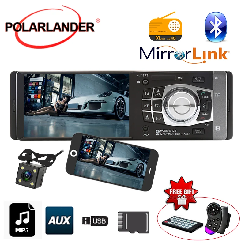 Авторадио Стерео 7 цветов 1 din FM/USB/TF/EQ 8 языков управления колесом 4 ''MP3/MP4 плеер
