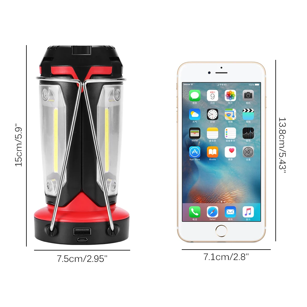 3 COB+XPE LED Rechargeable Work Light Emergency Lamp Hand Torch Outdoor Camping Tent Lantern USB Charging Portable Searchlight