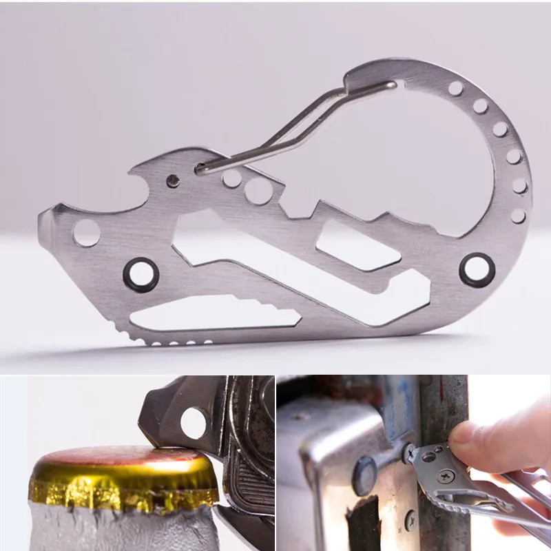 

Multifunctional Tool EDC Stainless Steel Outdoor Camping Hiking Key Holder Clip Keychain Quickdraw Outdoor Tools Bottle Opener