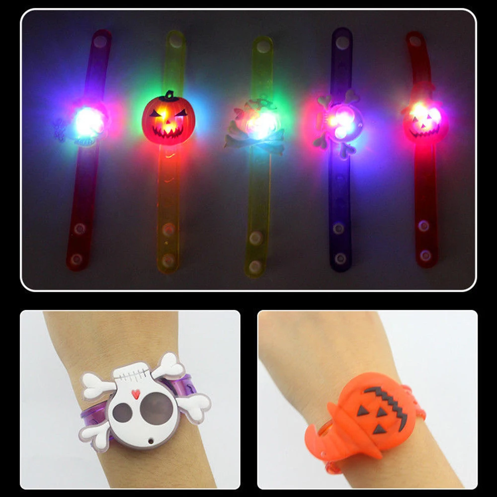 2PC Halloween Ghost Children's Toy Bracelet Led Flash Cartoon Pumpkin