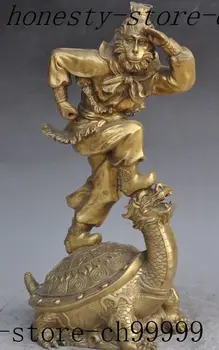 

christmas chinese myth brass monkey king Sun Wukong buddha stand dragon turtle statue halloween